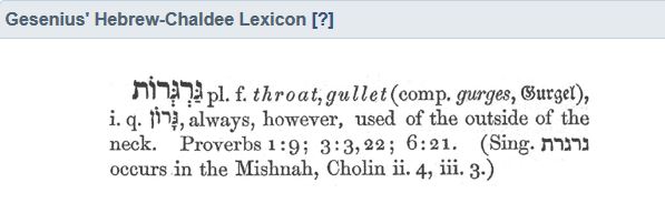 Gesenius lexicon - throat